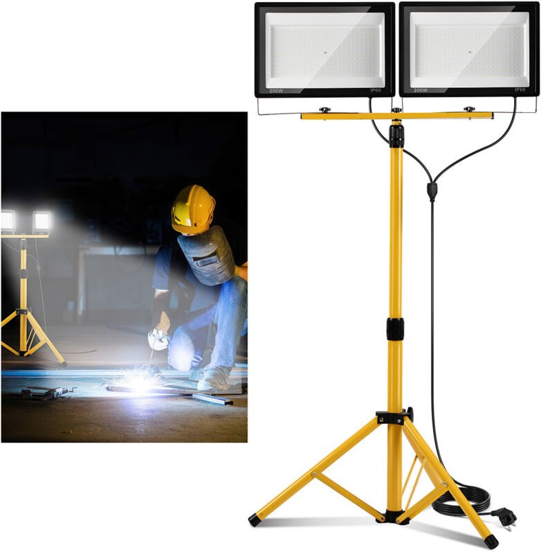 Jiubiaz 200W LED Baustrahler Flutlicht Scheinwerfer Außenstrahler Arbeitsleuchte Bauscheinwerfer IP66 Wasserdicht Kaltwe...
