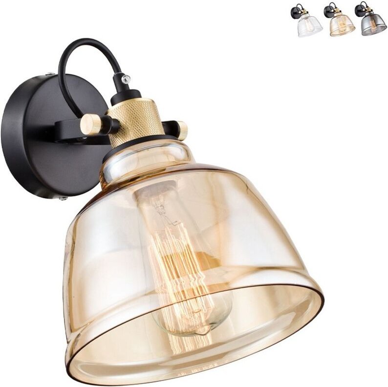 Irving Wandleuchte Schwarz mit Glasschirm, 1 Licht, E27