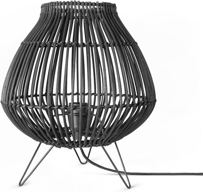 Rattan Pendelleuchte Wohnzimmer Tischleuchte Boho Käfig Lampe Nachttisch Metall Schwarz (Ø31 cm), Tischleute - Typ 2 - P...