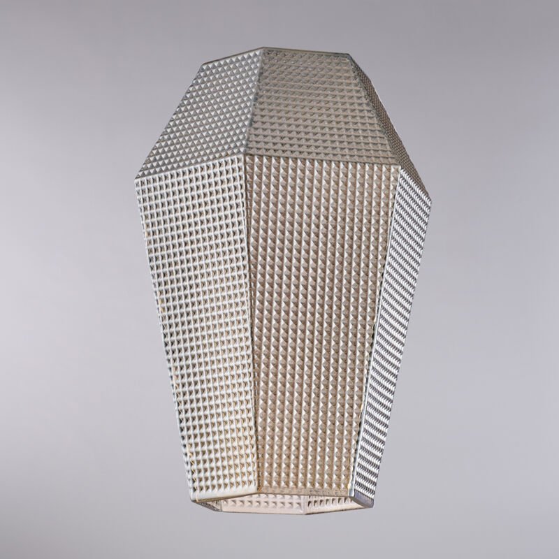 Diffusore in vetro soffiato grigio specchiato con decoro in rilievo H.27 - Ø20