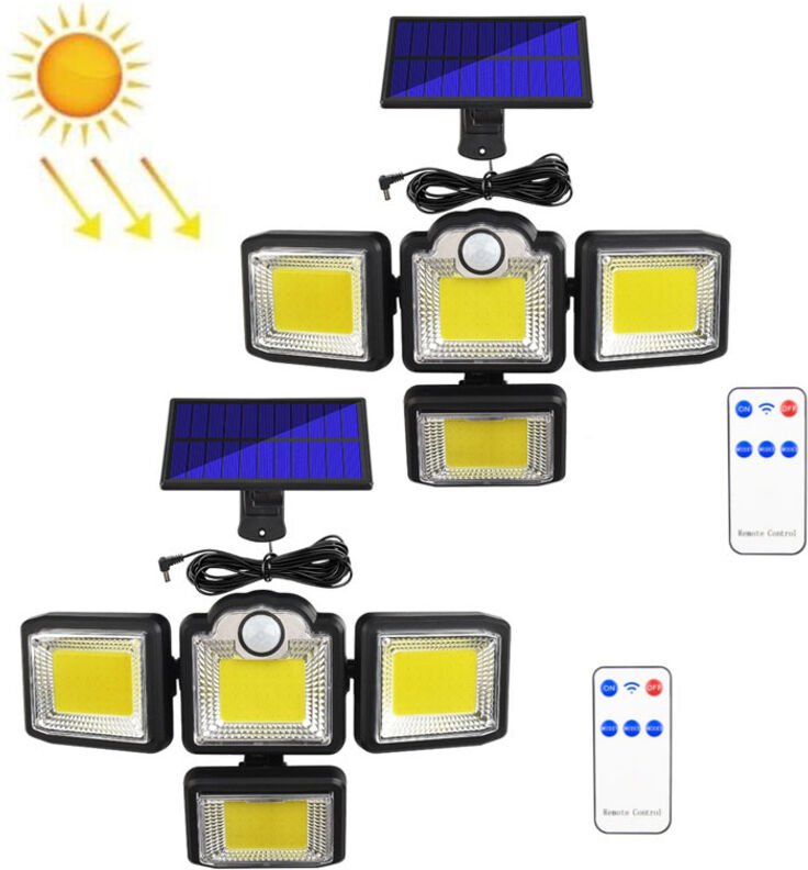 Solar-Wandleuchte mit Bewegungsmelder, 2 Stück, wasserdicht, für den Außenbereich, 192 COB-LEDs, Garten- und Straßenleuc...