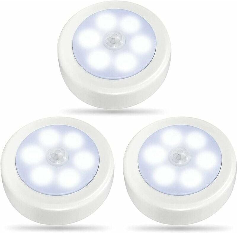 3er-Pack Bewegungsmelderleuchten für den Innenbereich, LED-Schrankleuchten, batteriebetriebenes Nachtlicht, kabellose Wa...