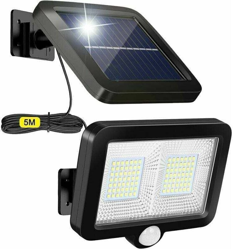 YMYNY Solarleuchte für den Außenbereich mit Bewegungsmelder, ausgestattet mit 98 LEDs und einem 5M Kabel, 1 Stück