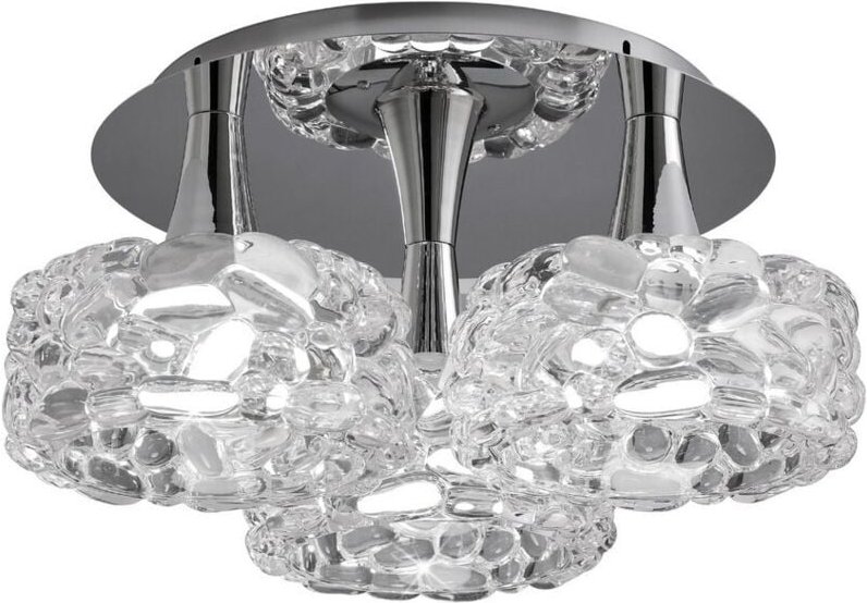Inspired Mantra - O2 - Flush Cluster Ceiling 3 Light E27 Großes, poliertes Chrom