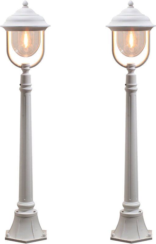 2er-Set weiße Wegeleuchten parma aus Aluminium, E27, IP43, h.: 118 cm