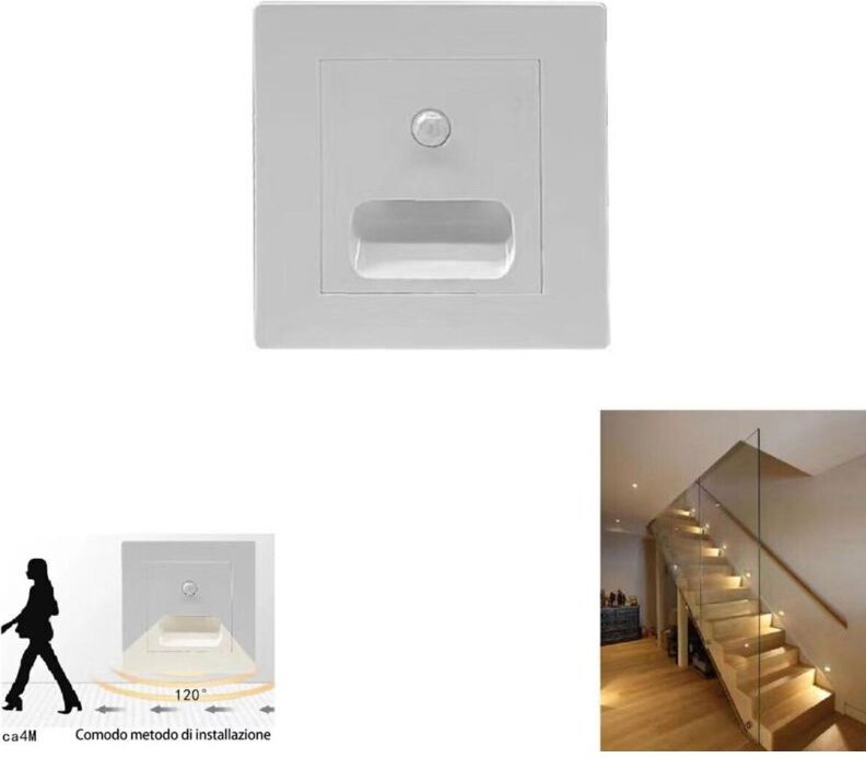 Quadratischesweissesled-Stufenlichtmitbewegungssensor,warmeslicht3000k