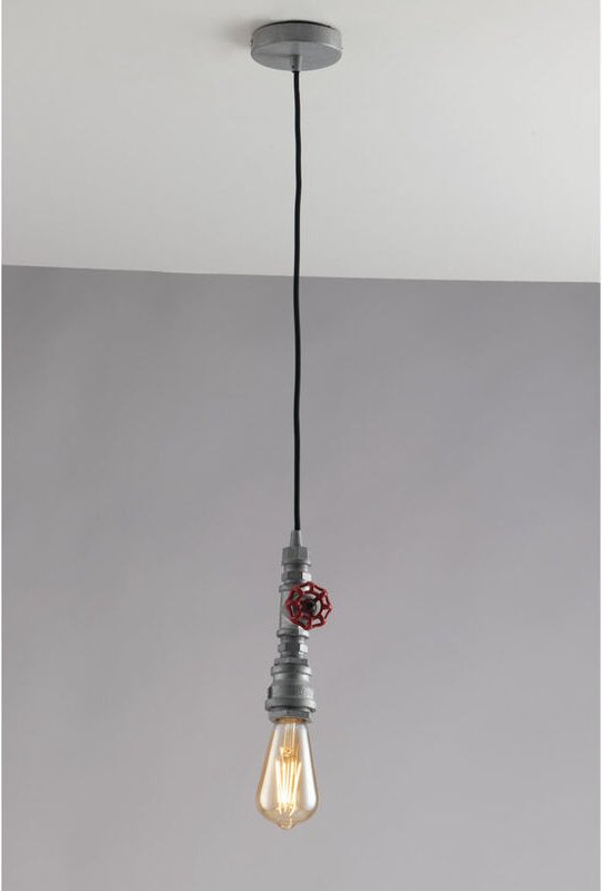 Meinewunschleuchte - led Pendelleuchte in Industrial Wasserrohr Optik Grau Antik, Höhe 120cm