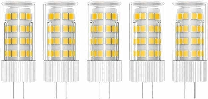 5x G4 LED-Lampe, 5 W, 51 SMD 2835 LEDs, warmweiß (3000 K), entspricht einer 50-W-Halogenlampe, 220 V AC/DC