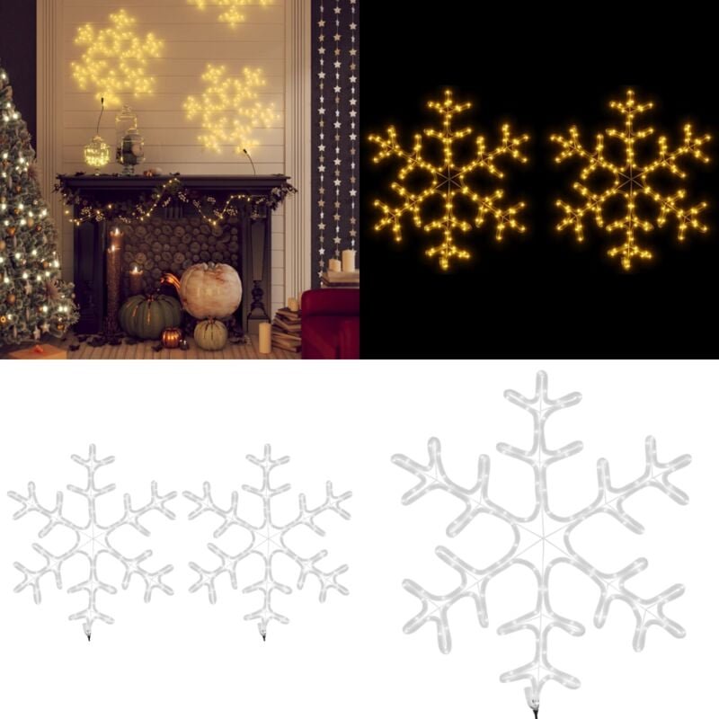 Thumbnail - LED-Schneeflocken 2 Stk. Warmweiß 59x59 cm - led Schneeflocken - Weihnachtsdeko - Winterdeko - Außendeko - Indoor Deko -...