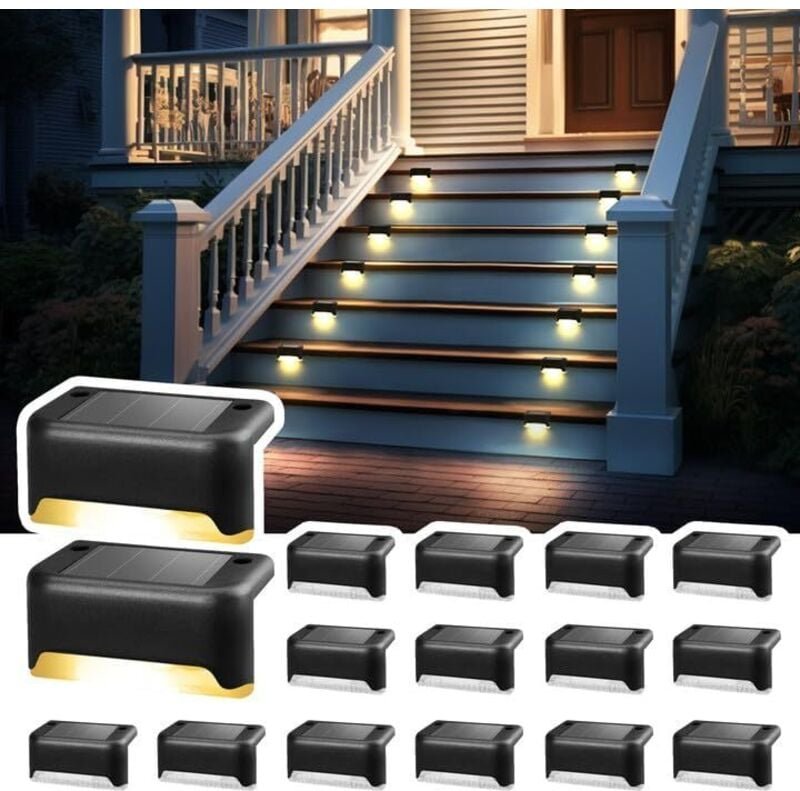 16er-Pack Solar-Treppenlichter für den Außenbereich, wasserdichte LED-Treppenlichter für Außentreppen, Stufen, Zäune, Ho...