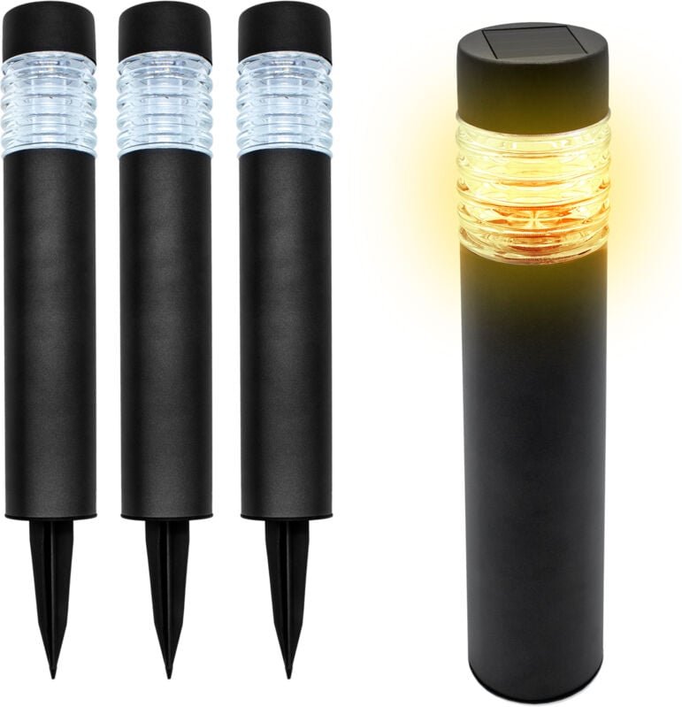 Edelstahl Solar Gehwegleuchte 42 x 8 cm - 4er Set in anthrazit - Garten Wegeleuchte warm weiß