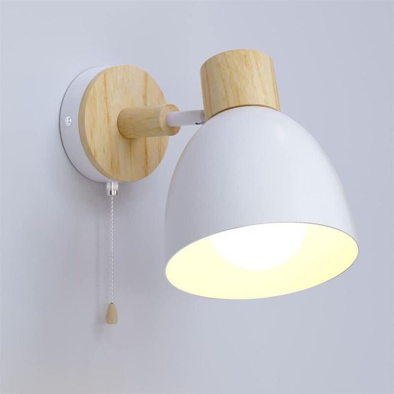 Retro Vintage Wandleuchte mit Schalter – E27 Industrieholz – Wandlampe – Nachtlicht – für Schlafzimmer, Wohnzimmer, Trep...