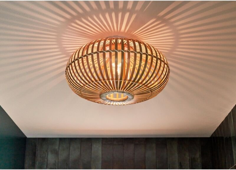 Manila Badezimmer-Deckenleuchte, Natur-Finish, 1xE27 Bambus, Durchmesser 38 cm, LUSSIOL LUSSIOL