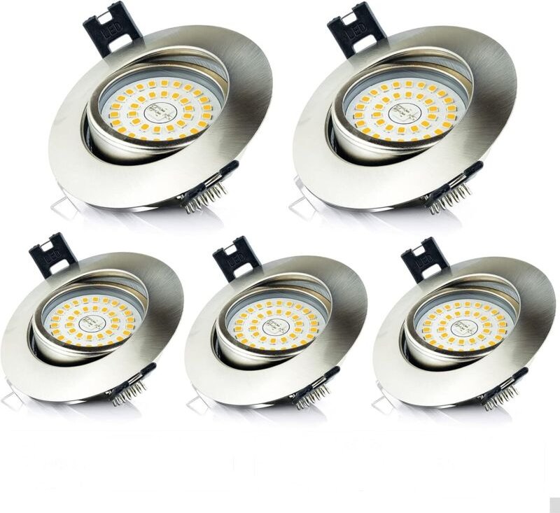 LED Einbaustrahler Badezimmer IP44 5W Warmweiß 3000K 470LM Extra flach rund Deckeneinbaubeleuchtung für Küche, Wohnzimme...