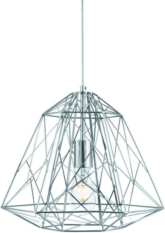 Searchlight - Geometric Cage - 1 Lichtdraht Deckenanhänger Chrom, E27