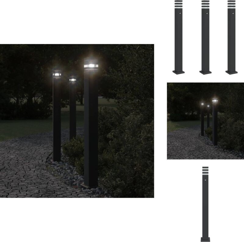 Wegeleuchten mit Bewegungsmelder 3 Stk. Schwarz 110cm Aluminium - Außenbeleuchtung - LED-Beleuchtung - Gartenlampe - Sol...