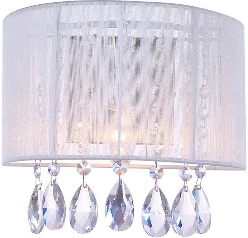 Italux Essence - Wandleuchte Weiß 1 Licht mit weißem Stoffschirm, E14