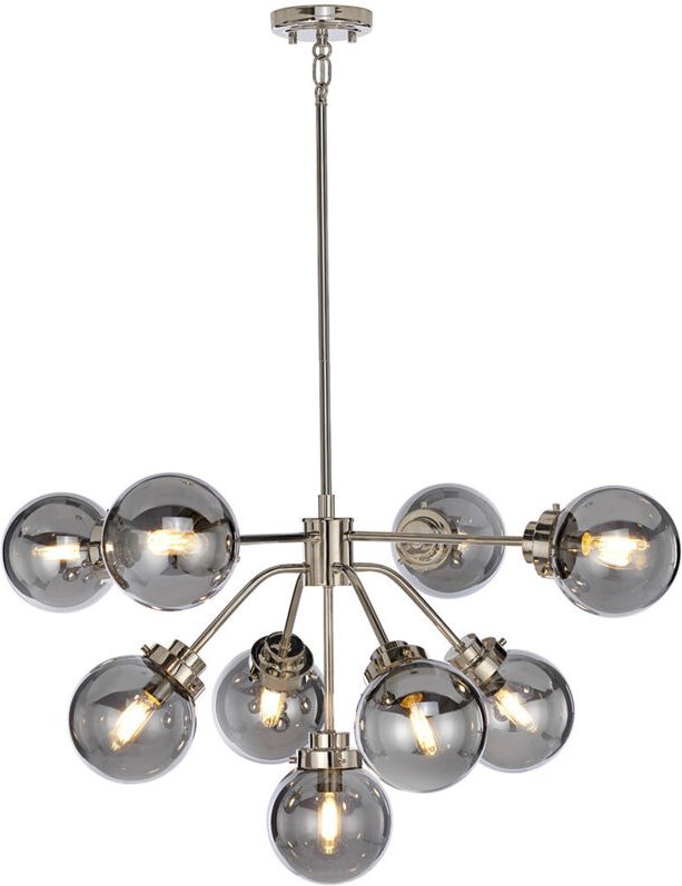 Thumbnail - Kula 9 Leichter Kronleuchter, poliertes Nickel, E14 - Elstead