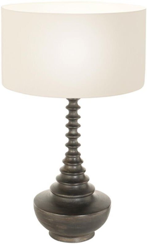 Anne Lighting - tischlampe - Bois - schwarz - holz leinen - ø