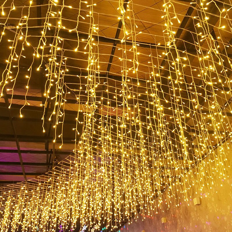 Thumbnail - UISEBRT 10m LED Lichterkette Lichtervorhang für Außen Innen - 400 LEDs Warmweiß Eisregen Lichterkettenvorhang mit 8 Modi...