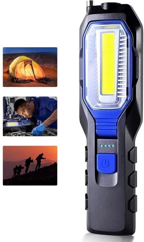 Inspektionsleuchte, wiederaufladbare LED-Taschenlampe, COB-Arbeitsleuchte, LED-Taschenlampe mit Magnetfuß und Haken für ...