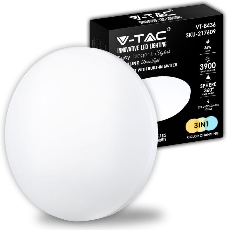 V-tac - Designer-Deckenleuchten - Farbwechselschalter - IP20 - Weiß - 36W - 3900 Lumen - 3IN1