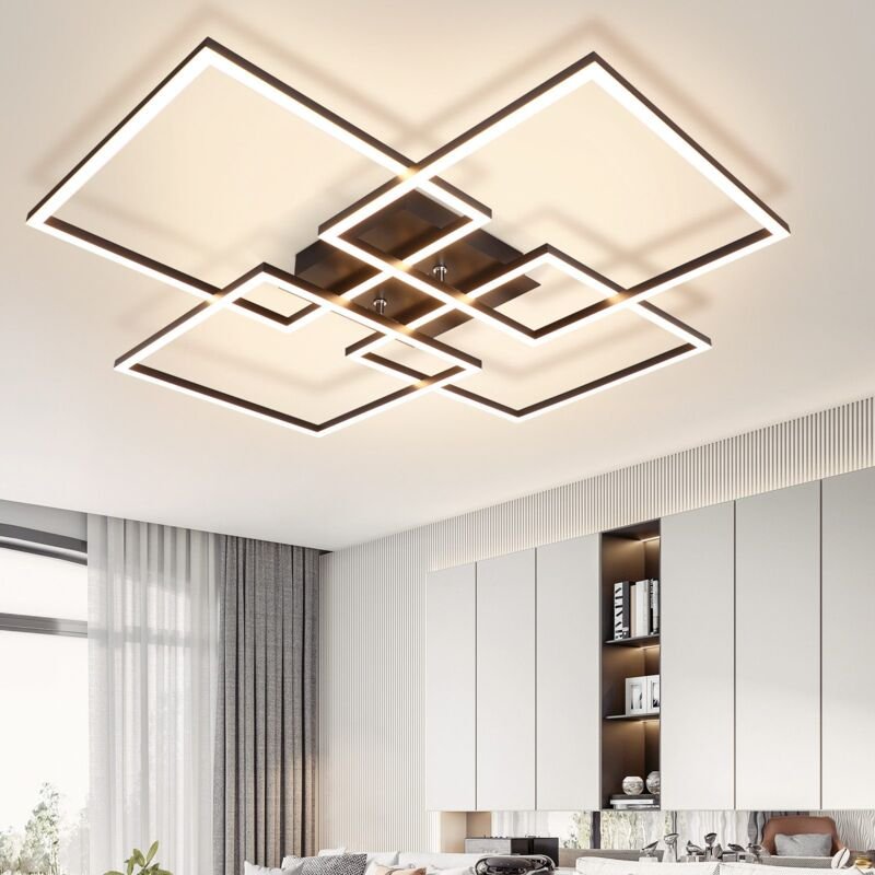 Deckenleuchte led Deckenlampe Wohnzimmer - 4 Schwarz Rahmen Schlafzimmerlampe Modern Wohnzimmerlampe 32W 3000K Küchenlam...