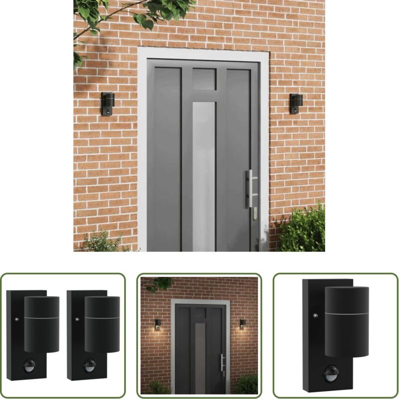 Außenbeleuchtung - Außenwandleuchte 2 pcs Schwarz 6,5 x 10,5 x 16 cm