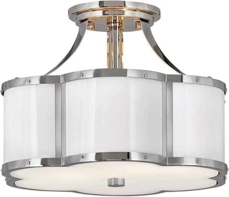 Elstead - Deckenleuchte Deckenlampe Esszimmerlampe 2 Flammig silber Glas weiß d 36,2 cm