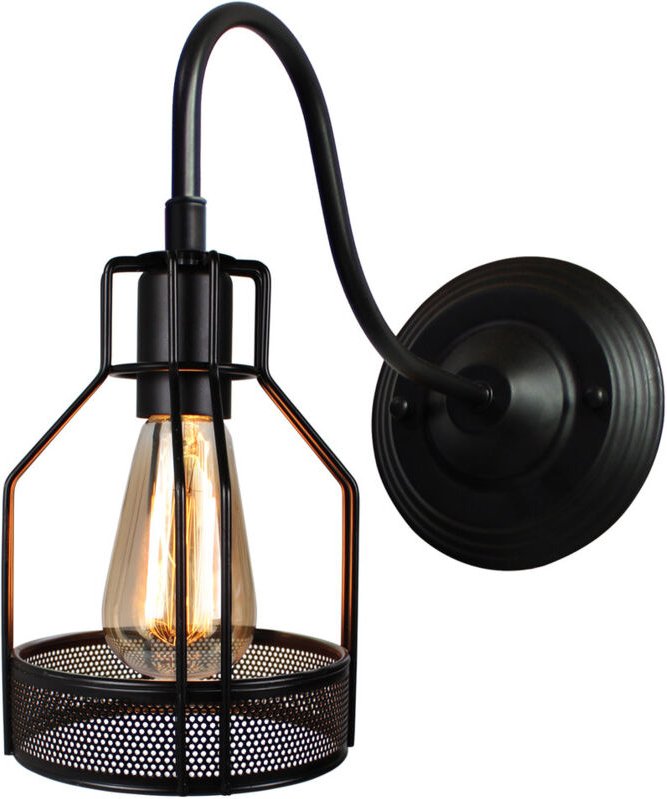 Vintage Industrielle Wandleuchte Schwarz Käfig Wandlampe Metall Deckenleuchte für Wohnzimmer Schlafzimmer Flur