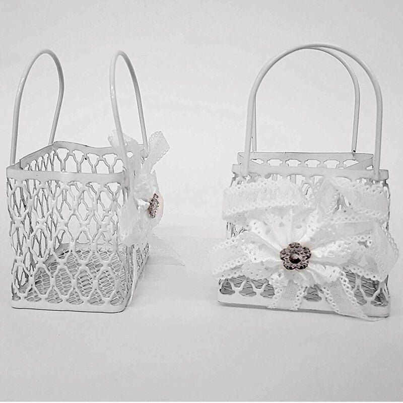 Trade Shop Traesio - Trade Shop - 12 stücke party-geschenke WEIß metall shopper taschen hochzeit konfetti halter verspre...