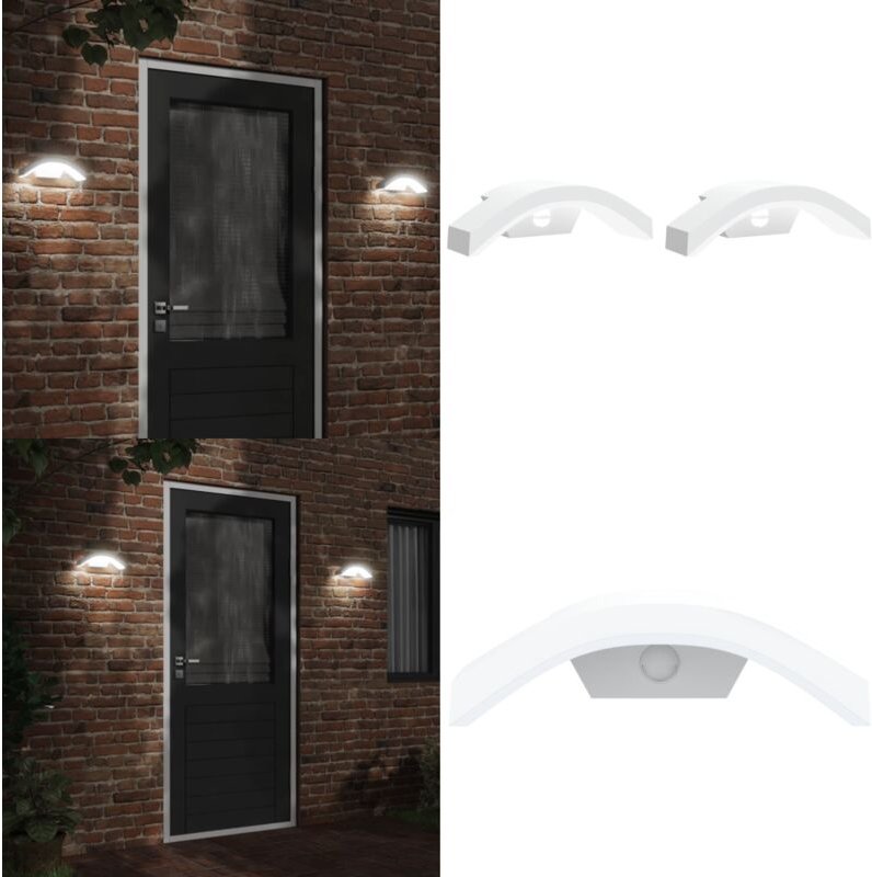 Vidaxl - LED-Außenwandleuchten mit Sensor 2 Stk. Weiß Aludruckguss - LED-Lampe - Außenleuchte - Wandleuchte - Bewegungsm...