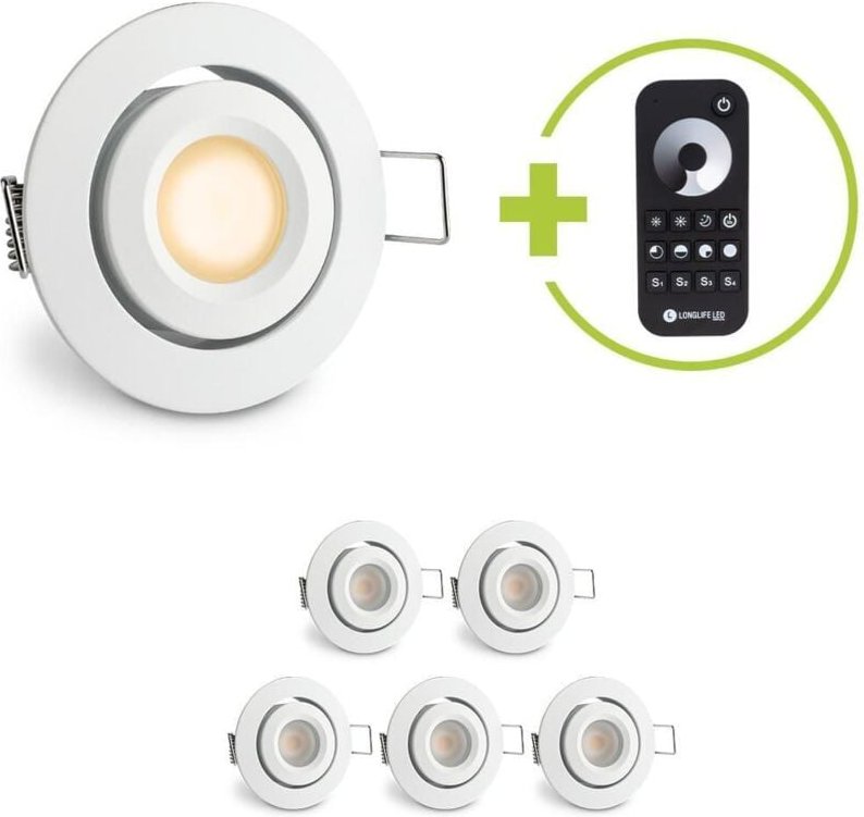 Einbaustrahler Mini schwenkbar Matera 3W 2700K IP44 - Farbe: weiß - Anzahl: 6x