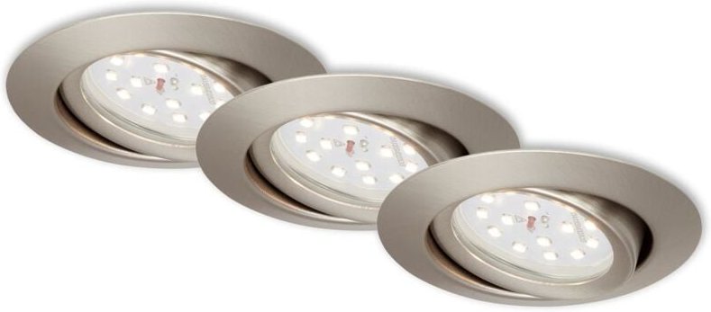 Briloner - 3er Set led Einbauleuchte, ø 8,2 cm, 3,5 w, Matt-Nickel Leuchten