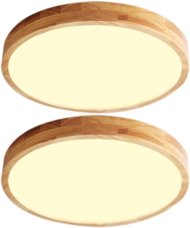 2 Stücke Modern LED Deckenleuchte Rund Deckenlampe Semi-Flush Mount Wohnzimmerlampe Warmes Licht Ø40cm