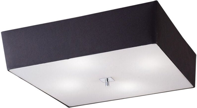 Inspired Mantra Akira Quadratische, deckenbündige 4-flammige E27-Leuchte, poliertes Chrom/Milchglas mit schwarzem Schirm