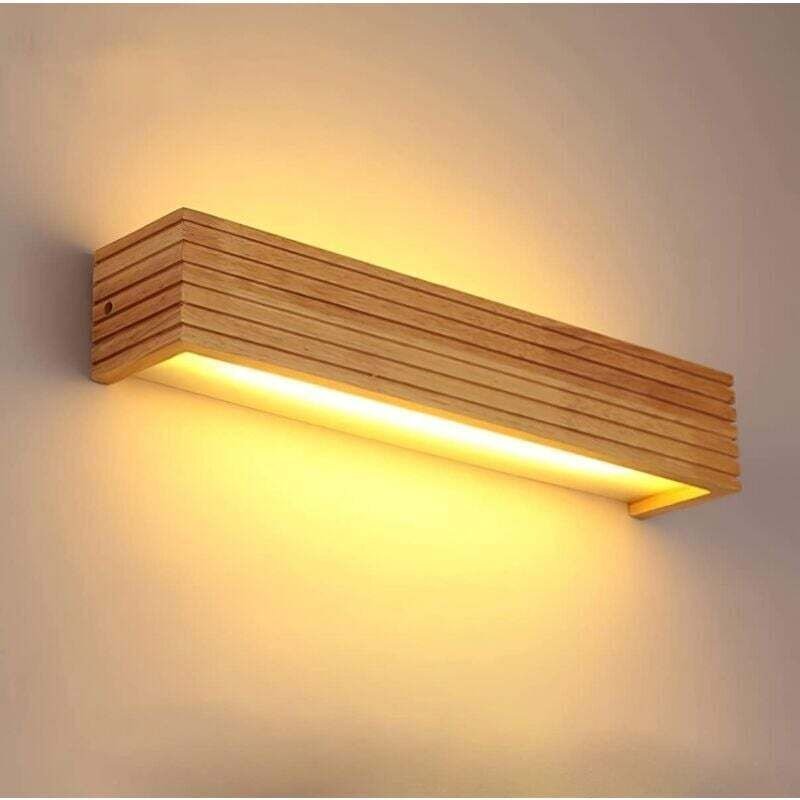 LED-Wandleuchte für den Innenbereich, Wandlampe aus Holz, warmweiße Lampe für Schlafzimmer, Wohnzimmer, Büro, Flur (35 c...