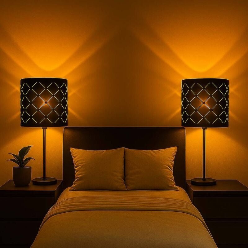 2er Set Tisch Lampen schwarz Wohn Schlaf Zimmer Beleuchtung Lese Nacht Lichter Leuchten gold