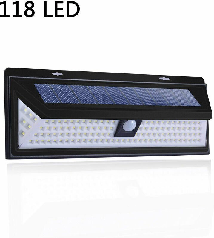 118 LED-Solarlampe – Wandleuchte mit PIR-Bewegungsmelder – 1000 Lumen Beleuchtung – wasserdicht IP65 für den Außenbereic...