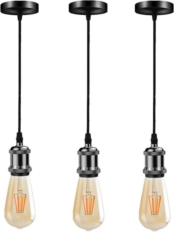 Stück Industrielle Metall-Pendelleuchte, Vintage-Hängelampe, E27-Lampenfassung (Schwarz)