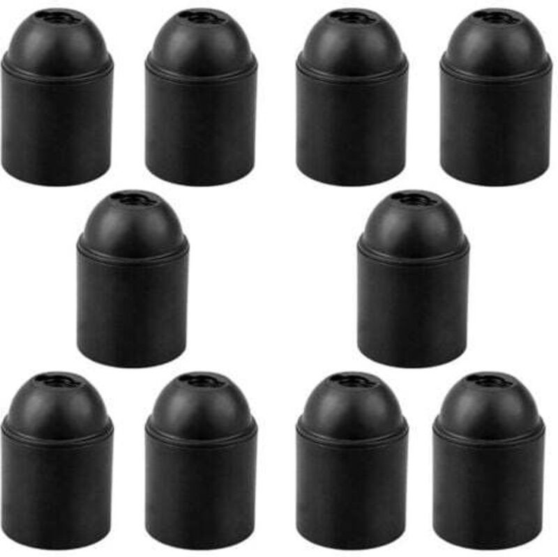 10er-Pack schwarze E27-Fassungen, glatte E27-Sockelhalterung für freiliegende Glühbirnen und dickes E27-Gewinde