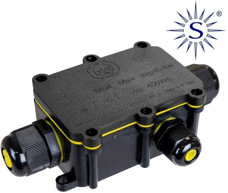 Solera - Wasserdichte Außenantennenanschlussdose mit 3 Kabelverschraubungen ip68 outdoor 8x5,2x3,7cm schwarz Serie (eing...