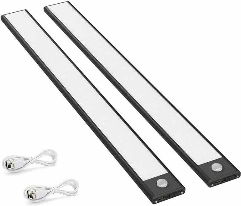 2er-Pack LED-Schrankleuchten mit Bewegungsmelder, 150 lm, Küchenleuchten mit wiederaufladbarem Akku, USB-Beleuchtung, Au...