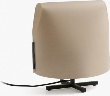 Faro Luang Kleine schwarze, kamelfarbene Tischlampe