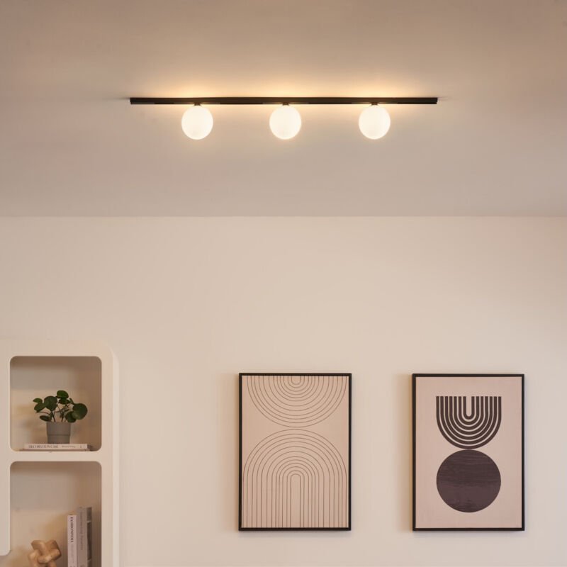 Schwarzes Magnetsystem 1 m mit 3 LED-Glaskugeln 9W - Externer Transformator - Lyne