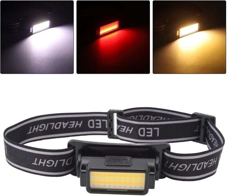 DUBUNS COB-LED-Stirnlampe für Camping und Wandern, wiederaufladbar, leicht und wasserdicht mit komfortablem Kopfband