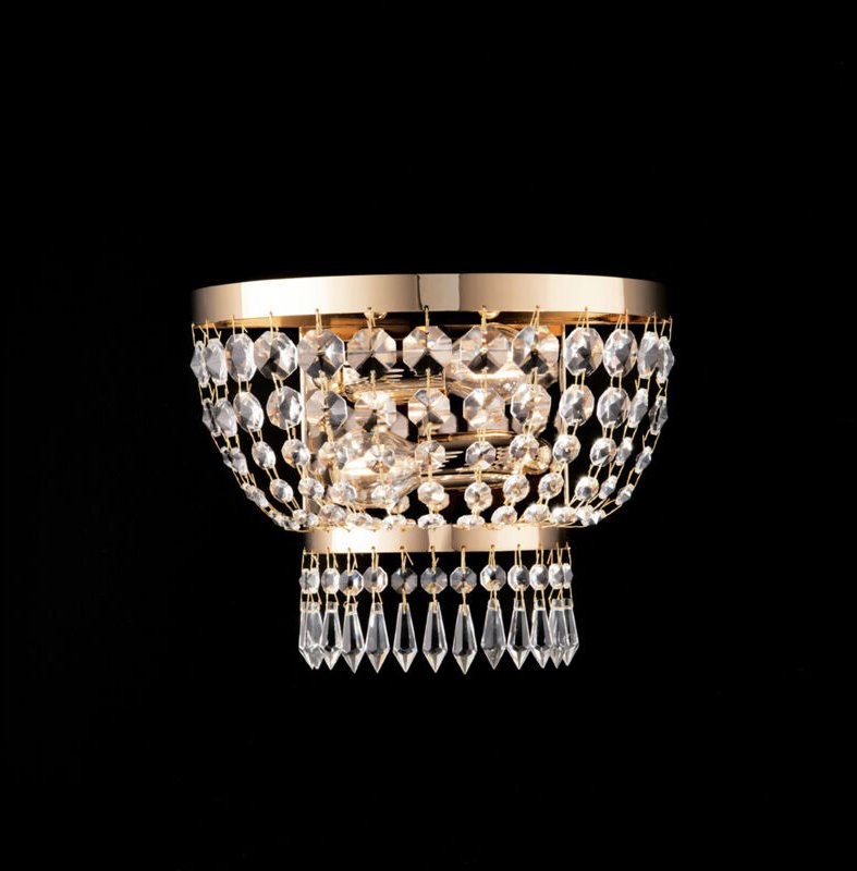 Mozart - Applikation aus Eisen und goldenem Messing mit Strasssteinen 2 Lichter .27 - P.14 - BL189-AP2-OR