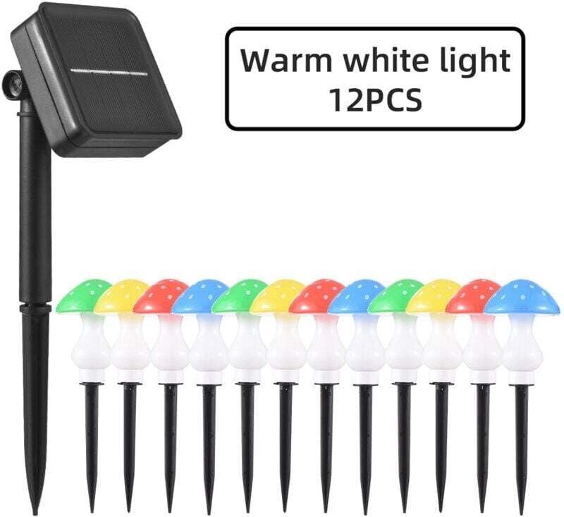 SNQ - 12 led Solar Pilz Lichter 8 Modi IP65 Warm Weiß Garten