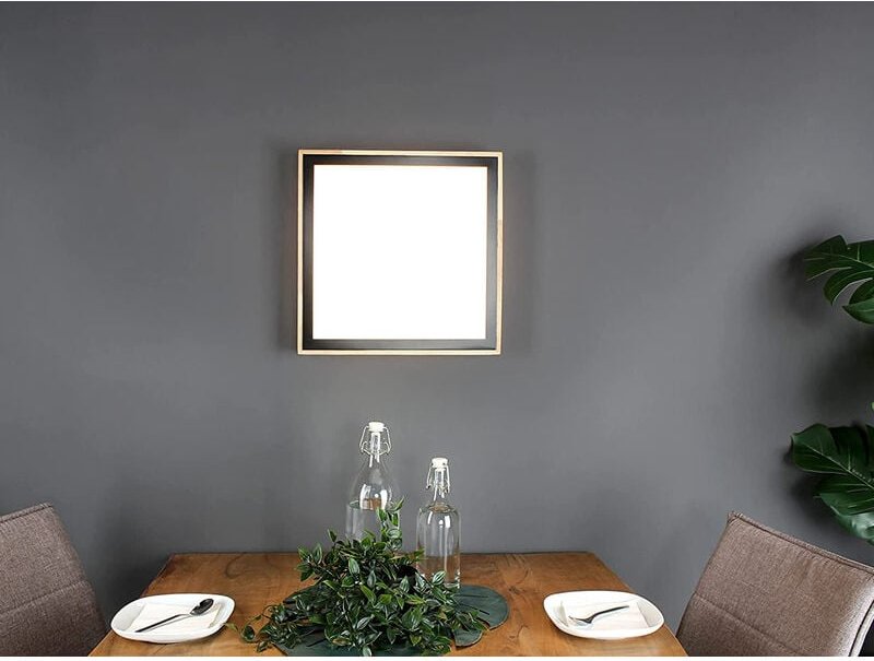 Lutec - led Wandleuchte solstar für Wand & Decke Holzdesign, Quadrat 28x28cm