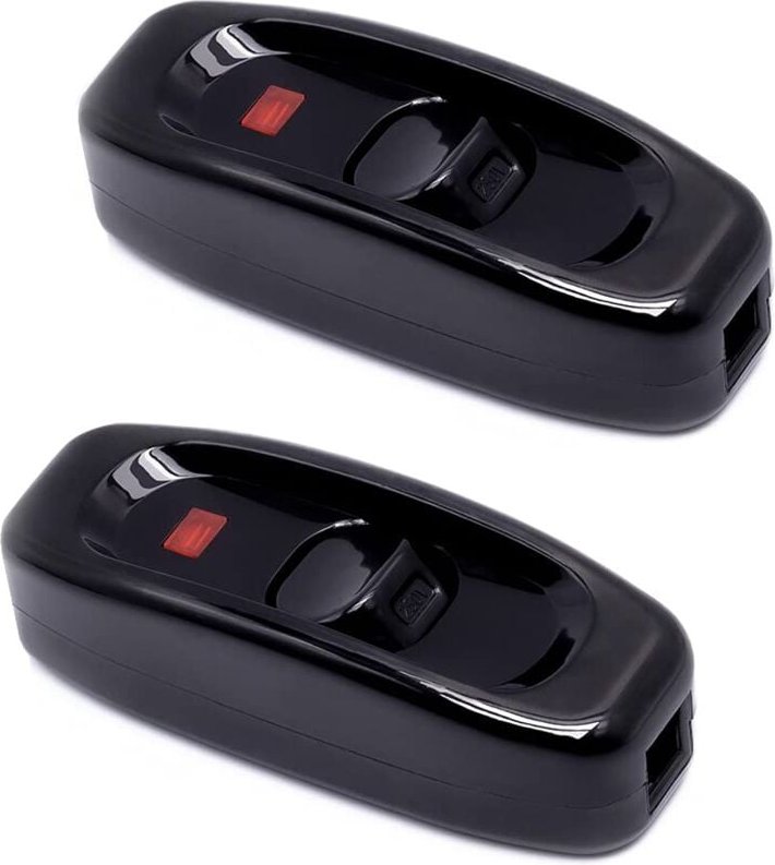 Stück schwarzer Lampenschalter, Inline-Schalter, 250 v, 10 a, Zwischenschalter mit LED-Anzeige, Inline-Schnurschalter fü...